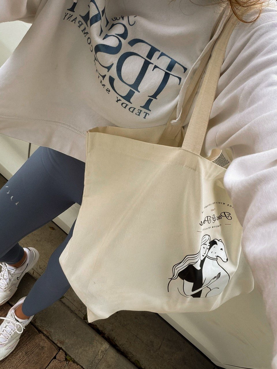 BOLSO SHOPPER "MADE IN FRANCE" PREMIUM GALGO GIRL 100% RECICLADO CRUDO - Image 2