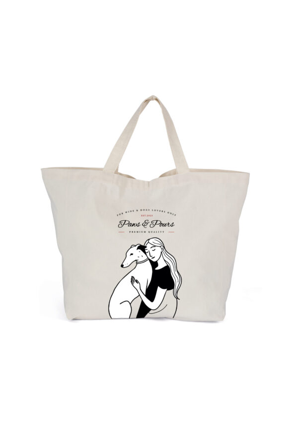 BOLSO SHOPPER "MADE IN FRANCE" PREMIUM GALGO GIRL 100% RECICLADO CRUDO