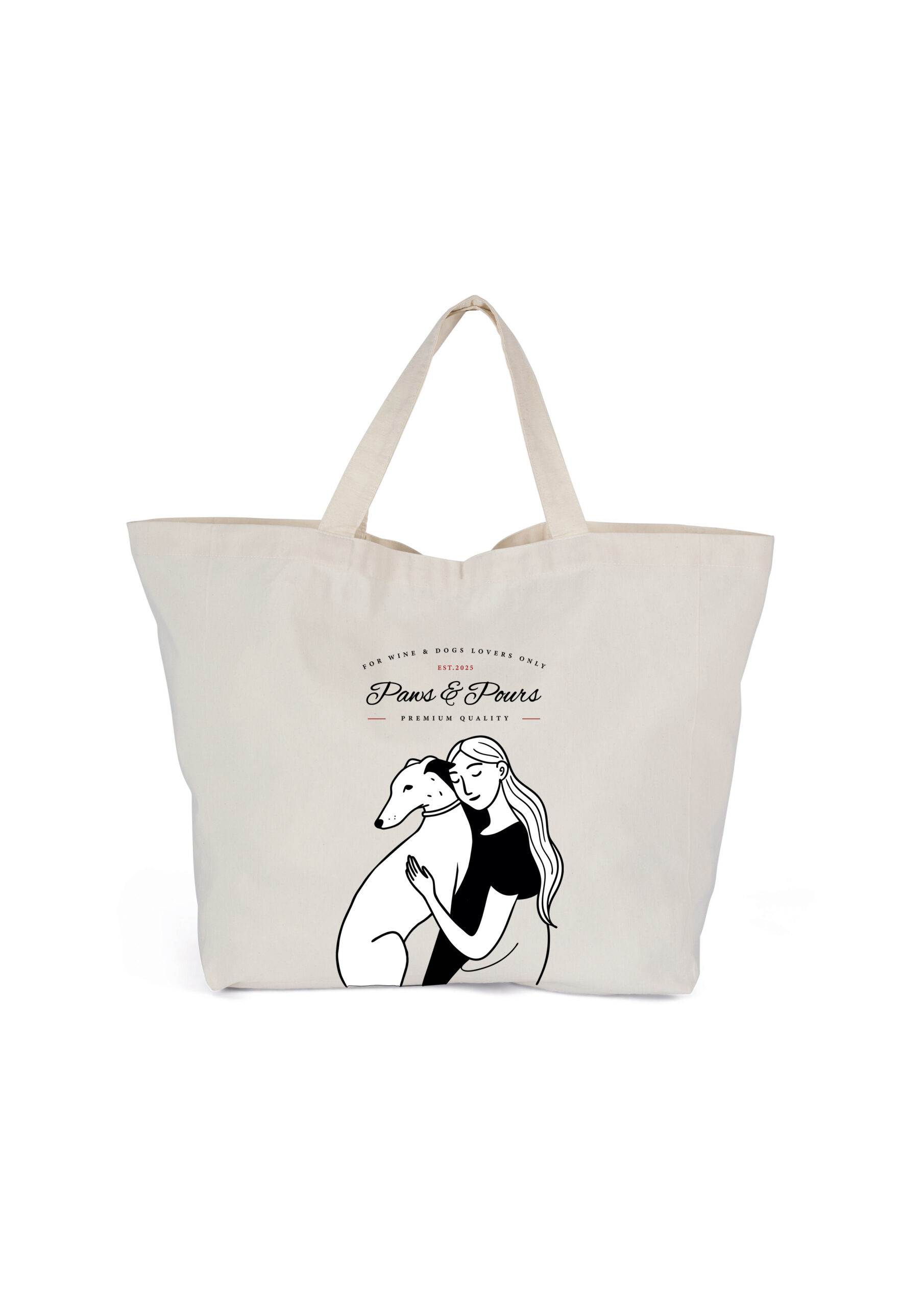 BOLSO SHOPPER "MADE IN FRANCE" PREMIUM GALGO GIRL 100% RECICLADO CRUDO - Image 1
